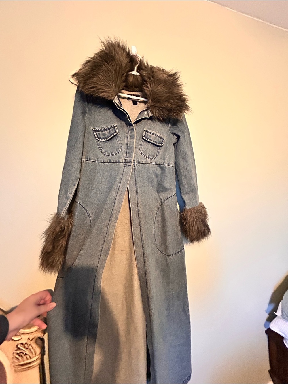 Vintage y2k penny lane denim duster coat size medium by Blanche noir - Picture 5 of 15